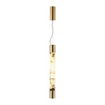 Подвесной светильник цилиндрической формы с плафоном из алебастра и металлическими торцами Латунь 60 см Cryptocrystalline Stone варинант исполнения - 2 | Loft Concept в Краснодаре