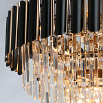 Люстра из черного металла с многоярусными подвесками из прозрачного хрусталя на золотой цепи Empire Black Chandelier Crystal варинант исполнения - 6 | Loft Concept в Краснодаре