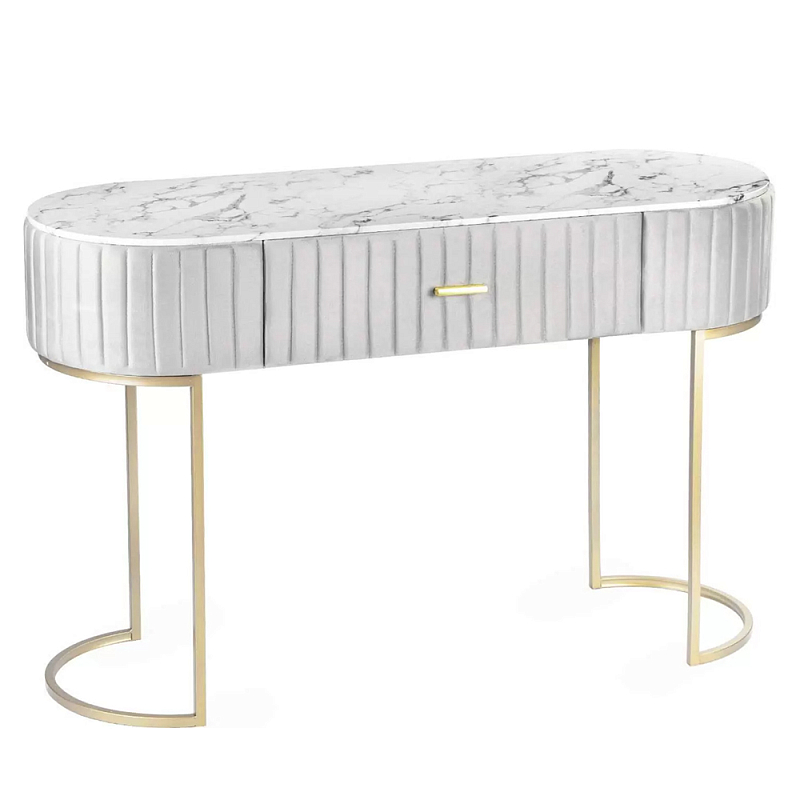 Консоль овальная на золотистых фигруных ножках Wall Console Белый Золотой в Краснодаре | Loft Concept 