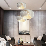 Подвесной светильник с белыми изящными декоративными лепестками Volumetric Petal Lamp варинант исполнения - 7 | Loft Concept в Краснодаре