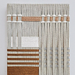 Панно из шнура Бежевая геометрическая абстракция wall panel line beige  варинант исполнения - 1 | Loft Concept в Краснодаре