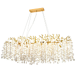 Линейная люстра с круглыми хрустальными подвесками Fairytree Gold Crystal Branches Linear Chandelier  варинант исполнения - 1 | Loft Concept в Краснодаре