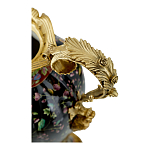 Ваза из фарфора черная с цветочной росписью и бронзовыми элементами Spring Garden варинант исполнения - 2 | Loft Concept в Краснодаре