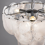 Люстра из белых стеклянных дисков на серебрянном каркасе White Glowing Reflectors варинант исполнения - 5 | Loft Concept в Краснодаре