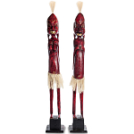 Комплект из 2-х деревянных статуэток Asmat Tall Statuettes Red варинант исполнения - 1 | Loft Concept в Краснодаре