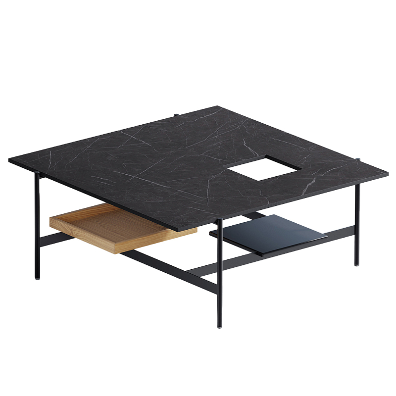 Karat журнальный столик цвета тёмный камень с съемным подносом Серый Черный в Краснодаре | Loft Concept 