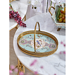 Блюдо овальное с ручкой и голубым фарфоровым дном с цветочным рисунком Blue Garden варинант исполнения - 3 | Loft Concept в Краснодаре