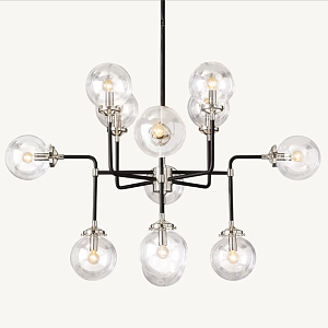 Люстра БИСТРО GLOBE CLEAR GLASS SILVER CHANDELIER 8