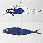 Плитка с узором Рыба пловчиха варинант исполнения - 1 | Loft Concept в Краснодаре