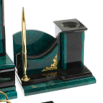 Настольный письменный набор из змеевика тёмно-зелёного цвета с декором в виде орла Successful Leader варинант исполнения - 5 | Loft Concept в Краснодаре