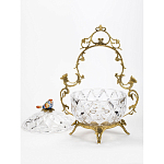 Конфетница с бронзовой ручкой и фарфоровой птичкой на крышке Eden Garden варинант исполнения - 2 | Loft Concept в Краснодаре