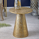 Журнальный столик с конусообразной основой и текстурной поверхностью золотого цвет Ethnic Metal варинант исполнения - 3 | Loft Concept в Краснодаре
