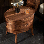 Прикроватный столик из дерева с 2-мя ящиками Moon Walnut Furniture варинант исполнения - 3 | Loft Concept в Краснодаре