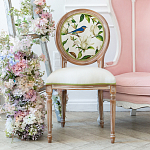 Стул бежевый из натурального бука с изображением птиц и цветов Blooming Blue Birds варинант исполнения - 3 | Loft Concept в Краснодаре