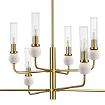 Люстра с 8-ю плафонами в форме стеклянных трубок и мраморных декоративных элементов Montreal варинант исполнения - 6 | Loft Concept в Краснодаре