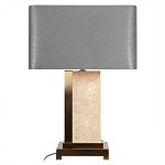 Настольная лампа с основанием из натурального камня c серым прямоугольным абажуром Lapis Tiburtinus варинант исполнения - 1 | Loft Concept в Краснодаре