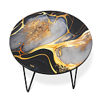 Стол журнальный с круглой столешницей из стекла Gold and Black Marble варинант исполнения - 2 | Loft Concept в Краснодаре