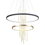 Люстра подвесная с 2-мя круглыми подвесами в черном и золотистом цвете и вертикальными подвесками Ring Horizontal варинант исполнения - 1 | Loft Concept в Краснодаре