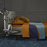 Плед из хлопка синего цвета с абстрактным принтом Elysian Flow Ocean варинант исполнения - 6 | Loft Concept в Краснодаре