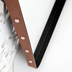 Зеркало прямоугольное в металлической раме с кожаной отделкой Loft in Reflection варинант исполнения - 3 | Loft Concept в Краснодаре