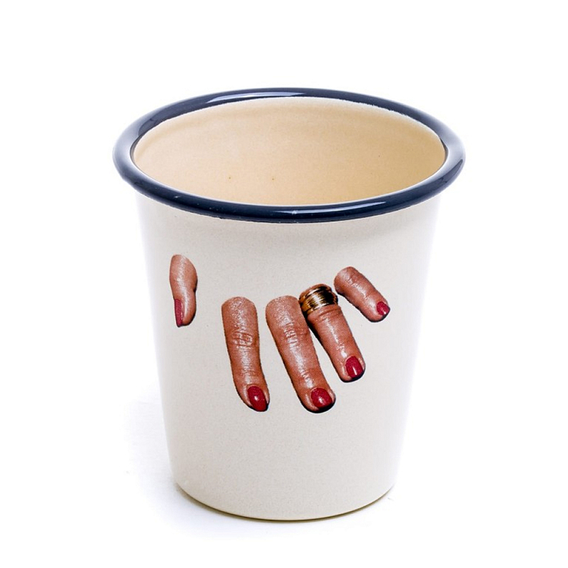 Стакан Seletti Enamel Fingers Бежевый Мульти в Краснодаре | Loft Concept 