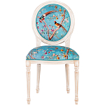Стул из массива бука бирюзовый с изображением птиц и цветов Turquoise Beige Chinoiserie Peach Garden Chair варинант исполнения - 1 | Loft Concept в Краснодаре