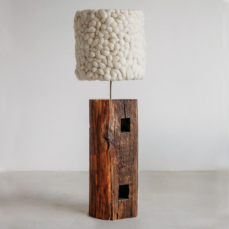 Торшер с вязаным абажуром Woolen Floor Lamp Белый Коричневый Торшер с вязаным абажуром Woolen Floor Lamp Белый Коричневый в Краснодаре | Loft Concept