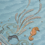 Обои с вышивкой ручной работы Amami Waves Moonbeam colourway on silk moire варинант исполнения - 3 | Loft Concept в Краснодаре