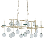 Люстра линейная с круглыми прозрачными подвесками  Horizontal Rectangular Chandelier варинант исполнения - 2 | Loft Concept в Краснодаре