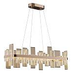 Люстра подвесная прямоугольная с рифлёными прозрачными элементами и золотым основанием Aurea Vista варинант исполнения - 1 | Loft Concept в Краснодаре