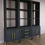 Модульный стеллаж Primo из трех составных элементов Черный дуб варинант исполнения - 3 | Loft Concept в Краснодаре