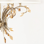 Люстра подвесная круглая с тканевым полупрозрачным абажуром и подвесками 6 ламп Gilded Elegance варинант исполнения - 6 | Loft Concept в Краснодаре