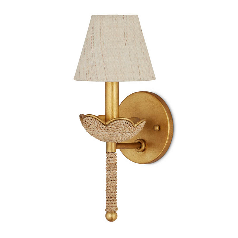 Бра из кованого железа с отделкой плетеной веревкой и сусальным золотом Parisian Style Золотой Бежевый в Краснодаре | Loft Concept 