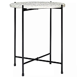 Кофейный столик с круглой разноцветной столешницей на 4-х черных ножках Multicolored Stone Composite варинант исполнения - 1 | Loft Concept в Краснодаре