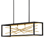 Люстра прямоугольная черного цвета с декором в виде ветвей в золотой отделке Hinkley варинант исполнения - 1 | Loft Concept в Краснодаре