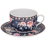 Чайный набор из фарфора синий на 6 персон 12 предметов Flower Porcelain Collection варинант исполнения - 1 | Loft Concept в Краснодаре