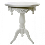 Стол приставной круглый белого цвета из массива бука с легкими потертостями White Provence варинант исполнения - 1 | Loft Concept в Краснодаре