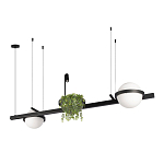 Подвесной светильник линейный с 2-мя шарообразными плафонами и цилиндрическим спотом Light of Еyes варинант исполнения - 3 | Loft Concept в Краснодаре