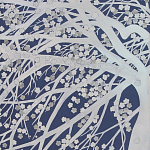 Обои ручная роспись в стиле Арт-деко Windswept Blossom Special Colourway on Dark Blue dyed silk варинант исполнения - 2 | Loft Concept в Краснодаре