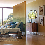 Комод округлой формы с тремя ящиками Walnut and Leather варинант исполнения - 8 | Loft Concept в Краснодаре