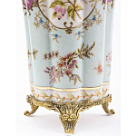 Ваза голубого цвета из фарфора с цветочным рисунком и бронзовой стрекозой Blue Garden варинант исполнения - 3 | Loft Concept в Краснодаре