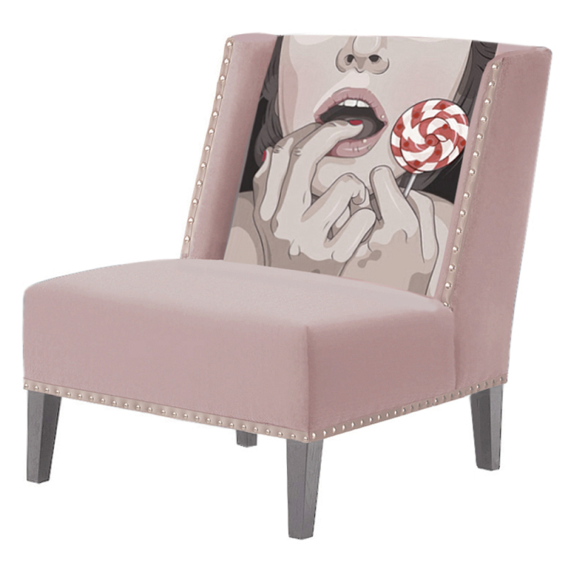 FUN Armchair Lollipop Pink Дизайнерское кресло с цветным принтом Розовый пастельный в Краснодаре | Loft Concept 