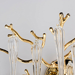 Бра золотого цвета с разветвленными ветвями и длинными прозрачными подвесками в форме стеклянных сосулек Droplet Chandelier варинант исполнения - 5 | Loft Concept в Краснодаре