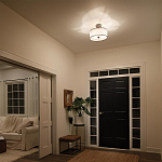 Потолочный светильник с двойным цилиндрическим плафоном из белого стекла и прозрачной органзы Kichler варинант исполнения - 6 | Loft Concept в Краснодаре