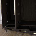 Большой Шкаф Primo Темный орех с 3 дверьми и 3 выдвижными ящиками варинант исполнения - 7 | Loft Concept в Краснодаре