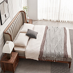 Кровать двуспальная с мягким изголовьем Moon Walnut Bed варинант исполнения - 4 | Loft Concept в Краснодаре