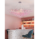 Люстра овальная с розовыми стеклянными подвесками в форме капель FAIRYTREE Light варинант исполнения - 3 | Loft Concept в Краснодаре