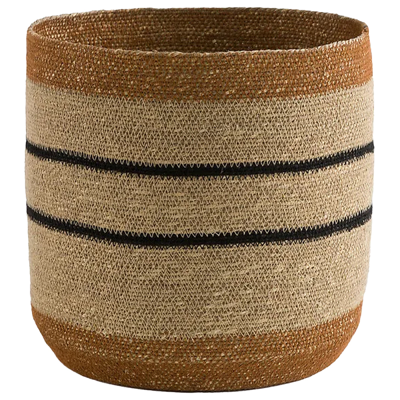 Плетеная корзина в полоску Okiro Wicker Basket Коричневый Бежевый Черный Плетеная корзина в полоску Okiro Wicker Basket Коричневый Бежевый Черный в Краснодаре | Loft Concept