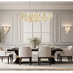 Люстра овальная с многослойными белыми и прозрачными подвесками Character Chandelier варинант исполнения - 6 | Loft Concept в Краснодаре