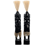 Комплект из 2-х деревянных статуэток Asmat Straw Headdress Statuettes Black варинант исполнения - 4 | Loft Concept в Краснодаре